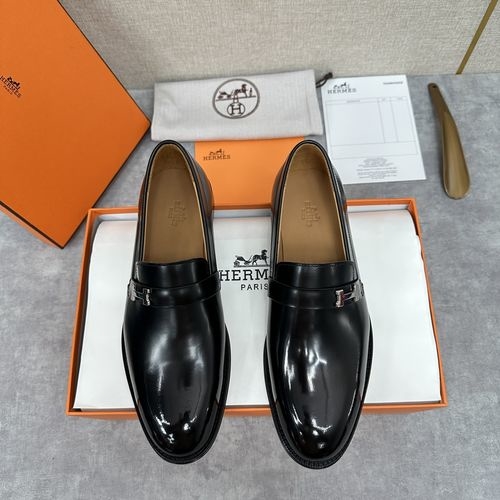 Hermes Julio Loafer Shoes With Leather Upper