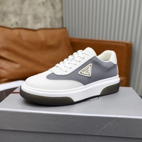 Prada Nappa Leather And Canvas Sneakers