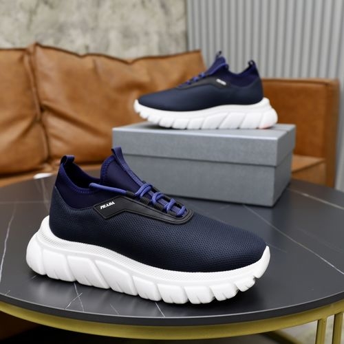Prada Knit Upper Sneakers With Logo