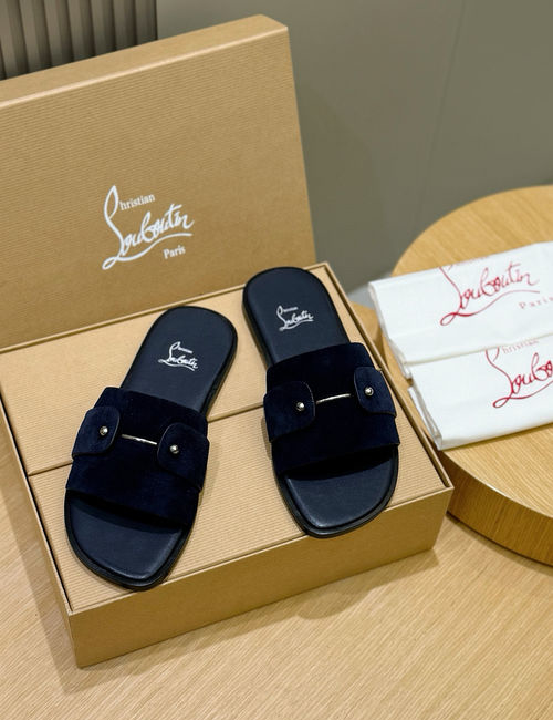 Christian Louboutin Genuine Leather Summer Slide Sandals