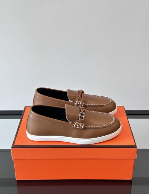 Hermes Suede Goatskin Loafers With H Upper