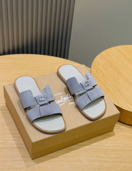 Christian Louboutin Genuine Leather Summer Slide Sandals
