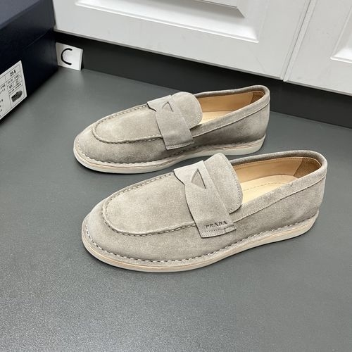 Prada Suede Leather Loafers With Rubber Sole
