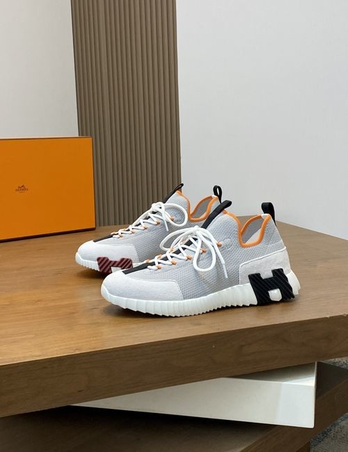 Hermes Casual Sneakers Suede Cowhide Canvas Upper TPU Rubber Sole