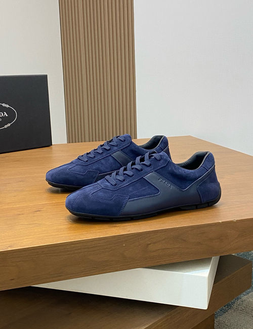Prada Leather Casual Sneakers With Logo Details