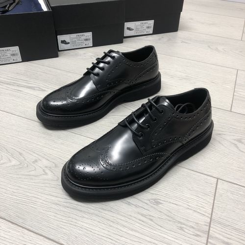 Prada Brogue Polished Cowhide Derby Shoes
