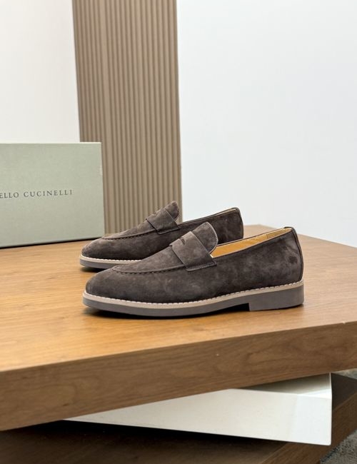 Brunello Cucinelli BC Suede Leather Loafer Shoes