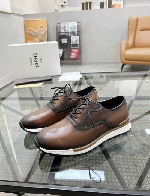 Berluti Stitched Leather Sneakers With Original Sole