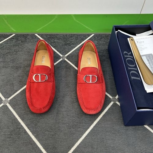 Christian Dior CD Grain Leather Driving Loafers