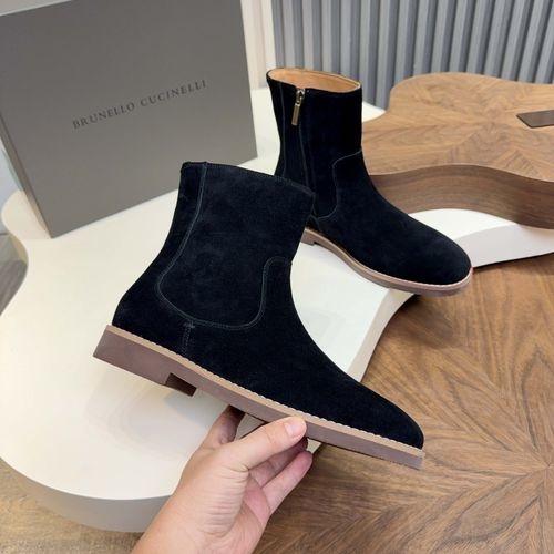 Brunello Cucinelli BC Suede Chelsea Boots With Rubber Sole