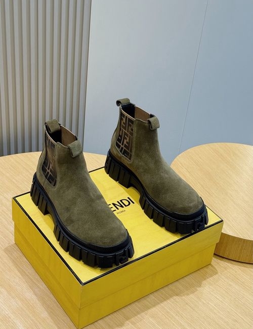 Fendi Cowhide Suede FF Ankle Boots