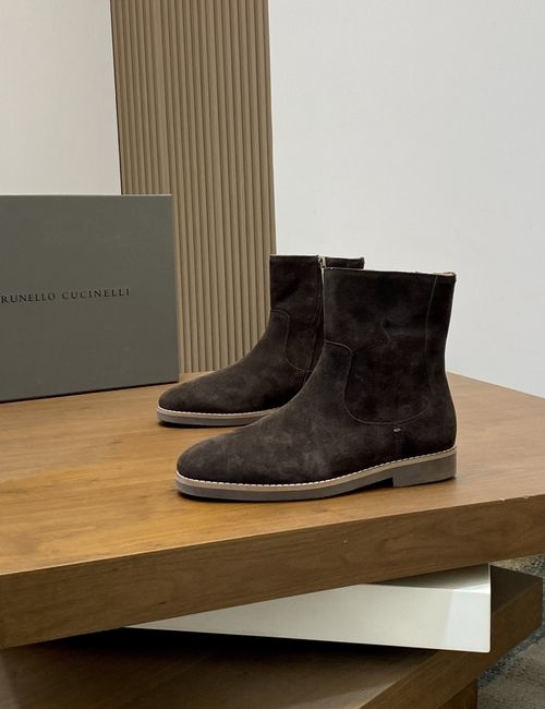 Brunello Cucinelli BC Suede Leather Chelsea Ankle Boots