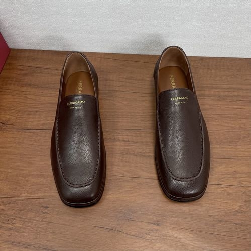 Ferragamo Litchi Grain Leather Slip-On Loafers