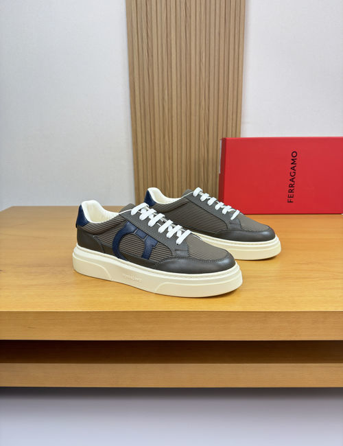 Ferragamo Premium Cowhide Casual Sneakers With Light Soles