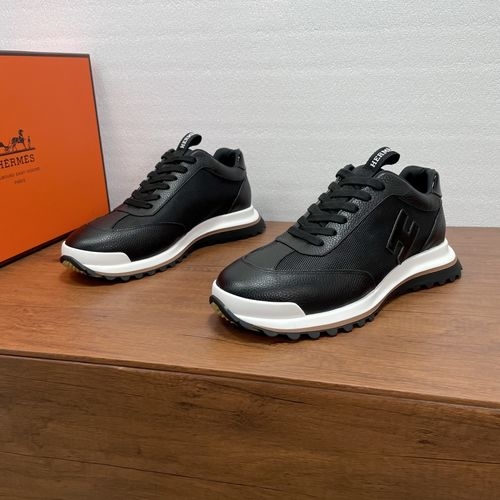 Hermes Leader Stitched Leather Non-slip Sneakers