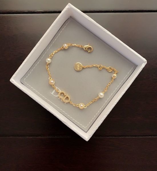 Christian Dior CD Faux Pearl Decorated Bracelet