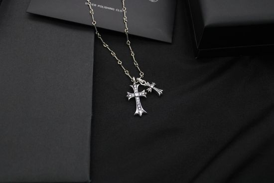 Chrome Hearts Vintage Double Cross Pendant Necklace