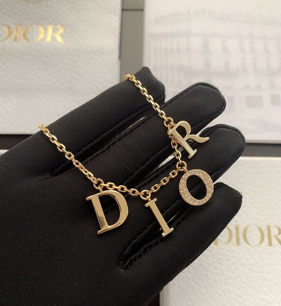 Christian Dior CD Simple Letter Pendant Necklace for Women