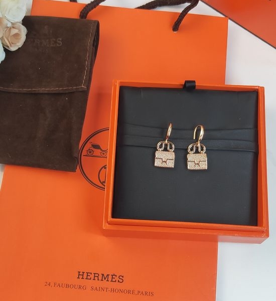 Hermes Bag Shaped Polished Pendant Earrings