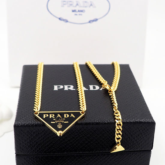 Prada Enamel Pendant Chain Necklace