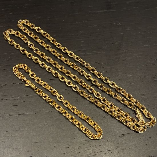Chrome Hearts Engraved Necklace Bracelet Set