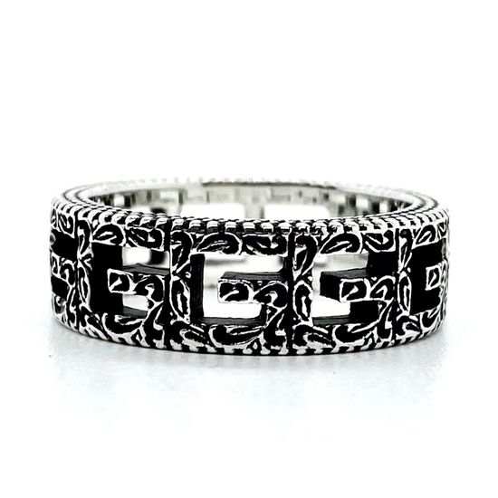 Gucci Square Pattern Vintage Silver Ring