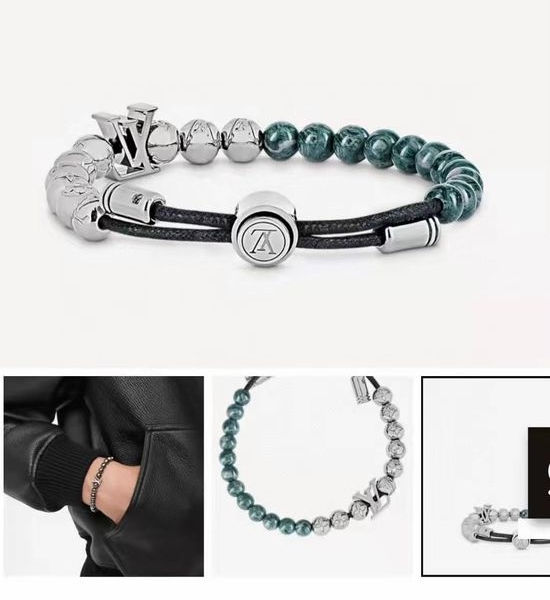 Louis Vuitton LV Adjustable Malachite Beaded Bracelet