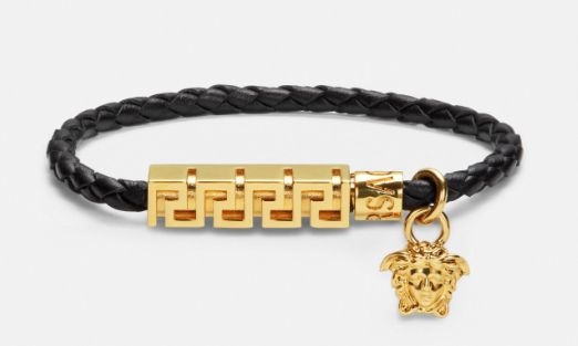 Versace Woven Leather Charm Bracelet