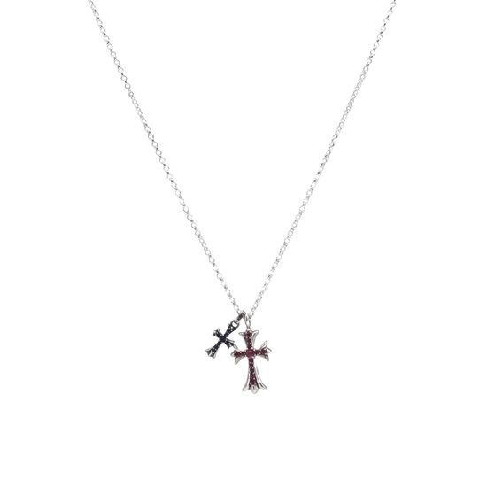 Chrome Hearts Two Stone Inlaid Cross Pendant Necklace