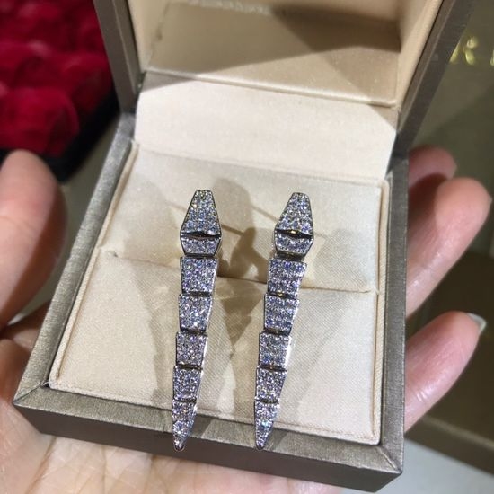 Bvlgari Flexible Snake Shape Pave Earrings