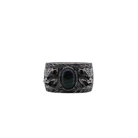 Gucci Vintage Peacock Tiger Head Silver Ring