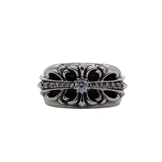 Chrome Hearts Vintage Inlaid Cross Pattern Ring