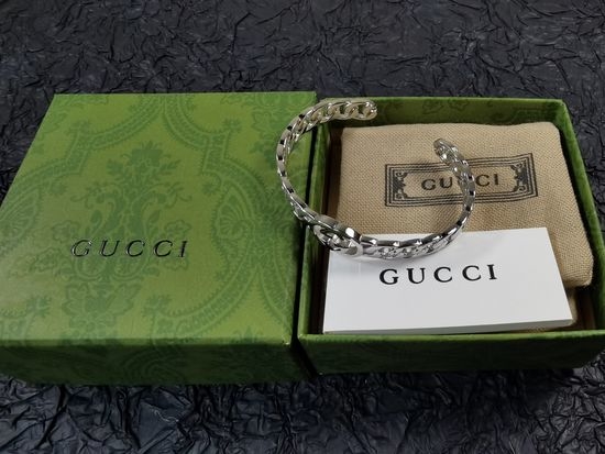 Gucci Interlocking Open Cuff Bangle Polished Finish