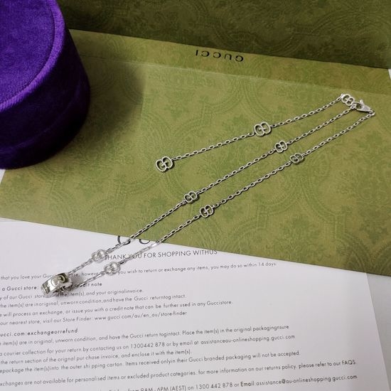 Gucci Heart Engraved Adjustable Chain Necklace