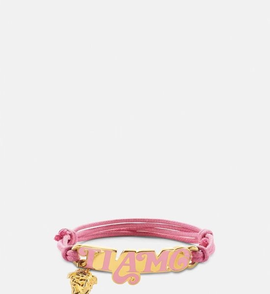 Versace Enamel Decor Leather Cord Necklace