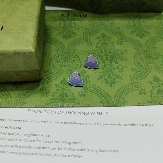 Gucci Enamel Heart Shaped Stud Earrings