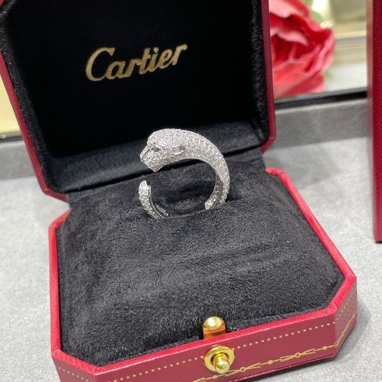 Cartier Sterling Silver Paved Leopard Ring