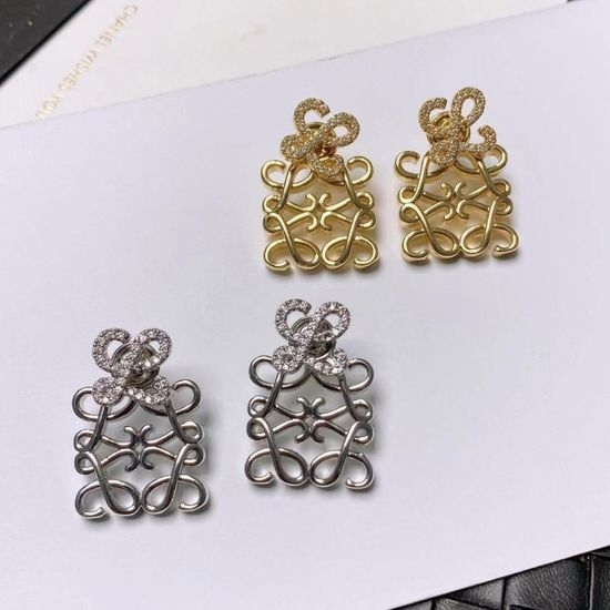 Loewe Full Diamond Three-dimensional Drop Earrings
