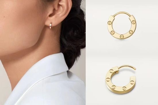 Cartier Classic Screw Design Earrings Gold Plated