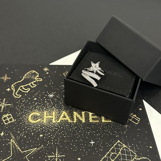 Chanel Star Shape Pave Ring Adjustable Stackable