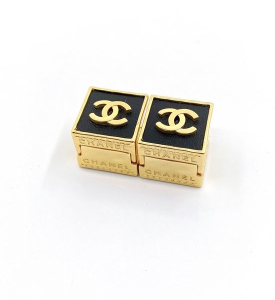 Chanel Full Diamond Camellia Stud Earrings Brass