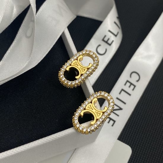 Celine Crystal Letter Stud Earrings