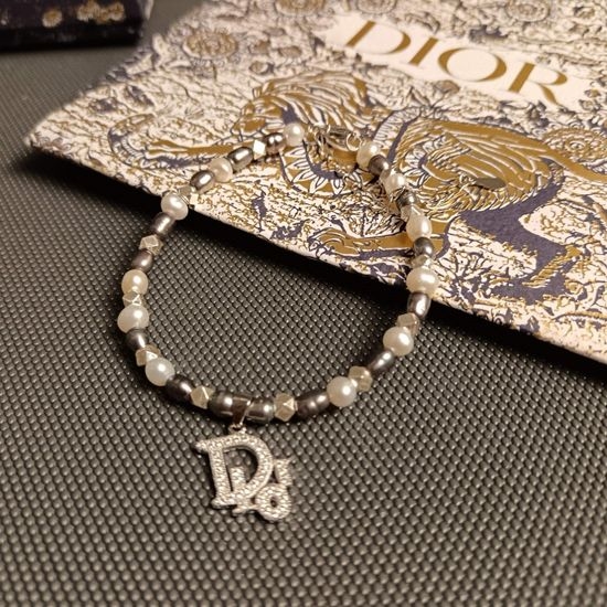Christian Dior CD Sterling Silver Freshwater Pearl Bracelet