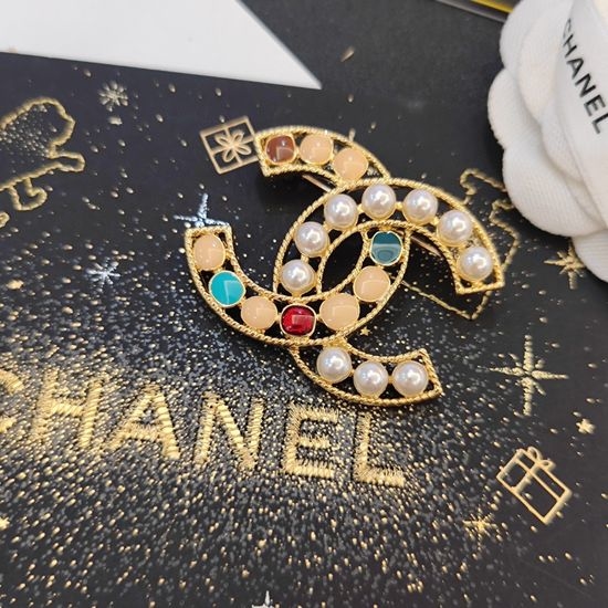Chanel Colorful Gem Pearl Decorative Brooch