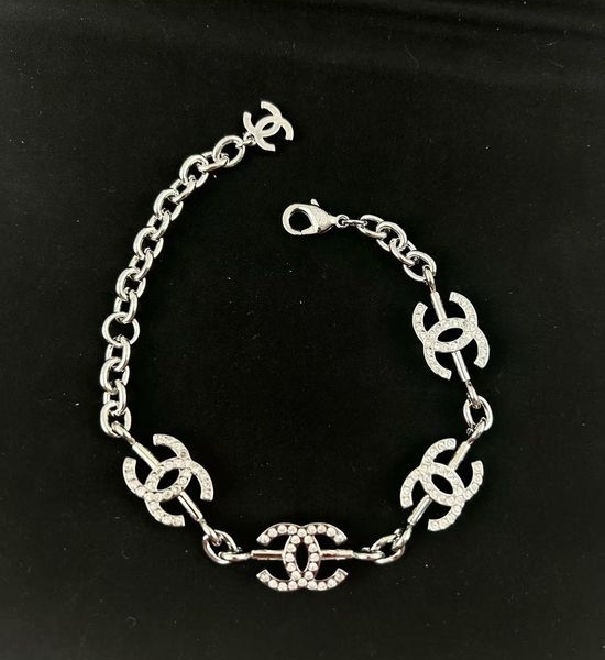 Chanel Rhinestone Adjustable Cuban Chain Bracelet