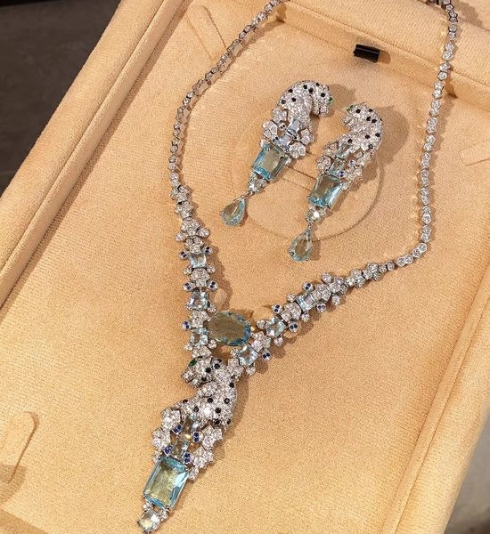 Cartier Jewelry Set with Emerald Eyes Necklace Earrings