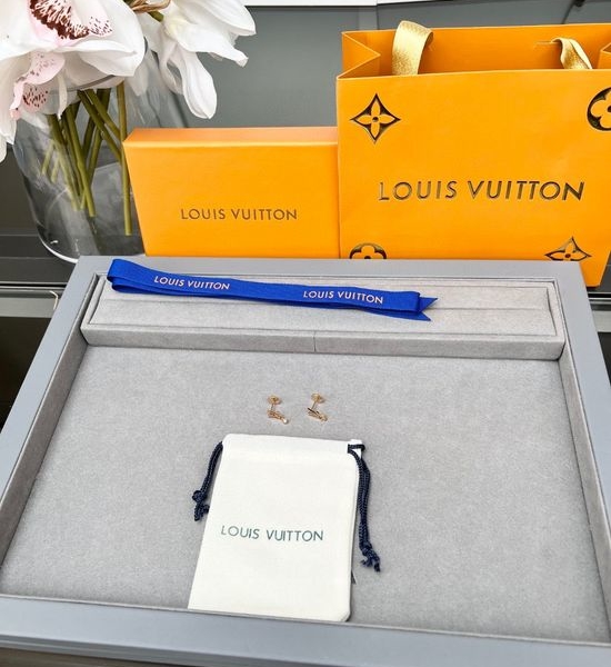 Louis Vuitton LV Rose Gold Plated Classic Pattern Stud Earrings