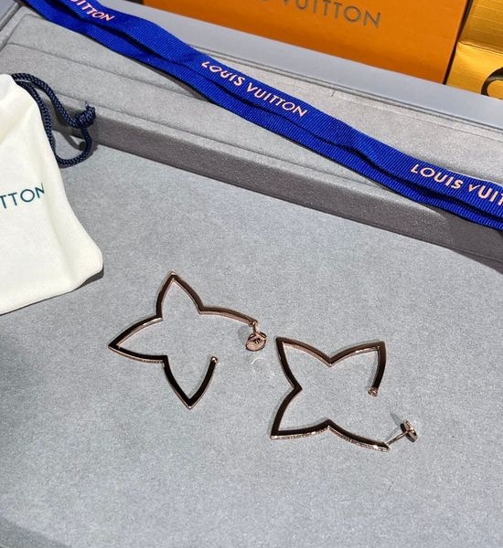 Louis Vuitton LV Hollow Floral Diamond Hoop Earrings