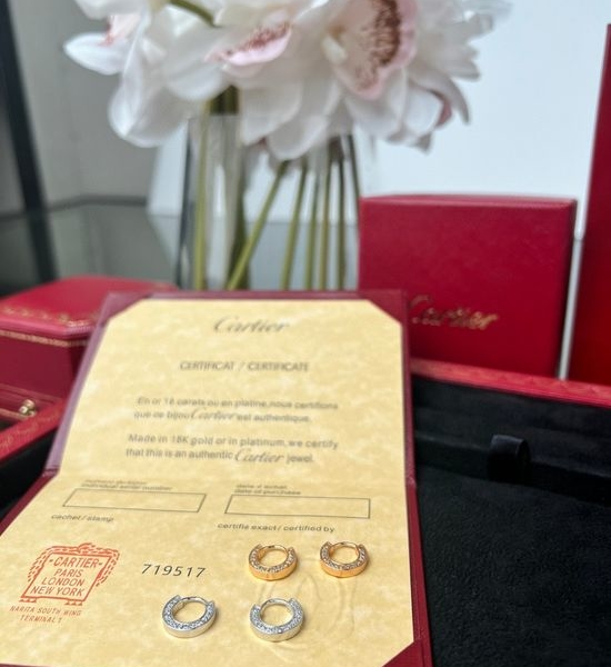 Cartier Classic Engraved Disc Stud Earrings