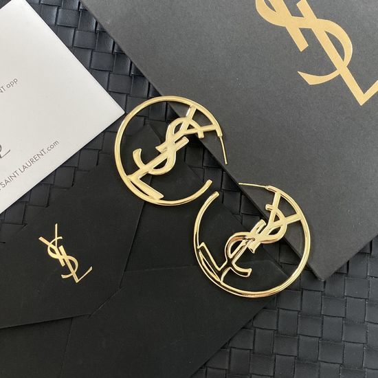 Yves Saint Laurent YSL Large Circle Letter Modify Face Shape Earrings